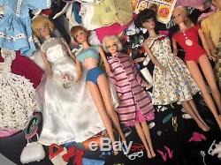 VINTAGE 1960's MOD BARBIE LOT BUBBLE PONYTAIL CLOTHING CASE DRESS KEN WEDDING