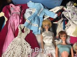 VINTAGE 1960's MOD BARBIE LOT BUBBLE PONYTAIL CLOTHING CASE DRESS KEN WEDDING