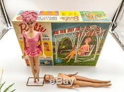VINTAGE 1964 MISS BARBIE DOLL SWING PLANTER SET BENDABLE LEGS WIGS With BOX