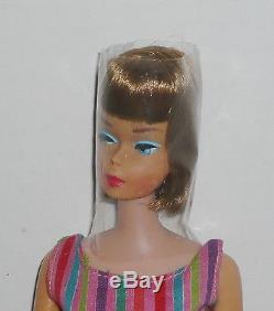 VINTAGE 1964 TITIAN BARBIE AMERICAN GIRL WithSTRIPED SWIMSUIT & ORIGINAL BOX