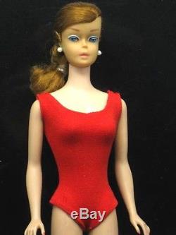 VINTAGE 1964 TITIAN SWIRL PONYTAIL BARBIE DOLL IN RED SWIMSUIT