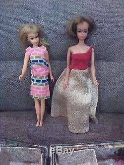Vintage Barbie (1958) & Francie (1966) Bendable Legs Dolls, Case, Clothes, Acces