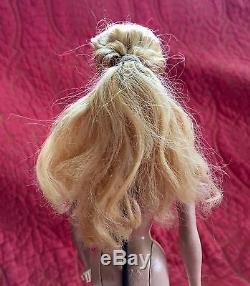VINTAGE BARBIE #3 BLONDE HAIR PONYTAIL With BROWN EYELINER