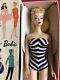 Vintage Barbie Blonde Ponytail 3 Doll Tm Solid Body Flocked Head/ Box