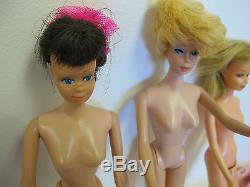 Vintage Barbie Lot 7 Dolls Bubble Cut Midge Skipper 1960 Ken Clothing