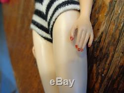 VINTAGE BRUNETTE #3 PONYTAIL BARBIE WithTM FADED BODY NIPPLES SWIMSUIT SHOES WOW