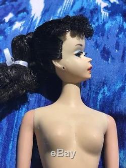 VINTAGE Barbie Brunette #3 Ponytail With Blue Eyeliner OSS, OTS, Booklet