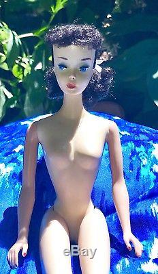 VINTAGE Barbie Brunette #3 Ponytail With Blue Eyeliner OSS, OTS, Booklet