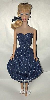 VINTAGE Barbie Doll 1959 Gay Parisienne Blue Bubble Dress with TM Tag EXC