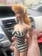 Vintage Mattel Ponytail Barbie Doll #5 1960's With Black & White Swimsuit
