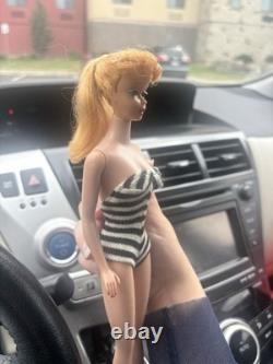VINTAGE MATTEL PONYTAIL BARBIE DOLL #5 1960'S With Black & White Swimsuit