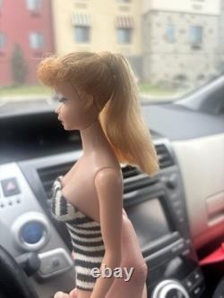VINTAGE MATTEL PONYTAIL BARBIE DOLL #5 1960'S With Black & White Swimsuit