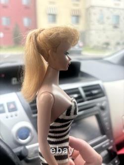 VINTAGE MATTEL PONYTAIL BARBIE DOLL #5 1960'S With Black & White Swimsuit
