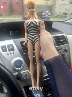 VINTAGE MATTEL PONYTAIL BARBIE DOLL #5 1960'S With Black & White Swimsuit