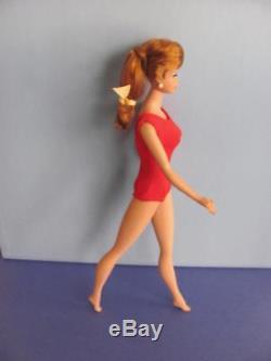 VINTAGE SWIRL ALL ORIGINAL 1964 Ponytail Barbie BEAUTIFUL TITIAN IN SWIMSUIT