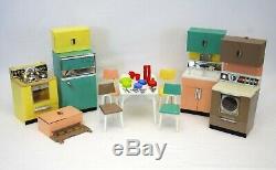 VTG 1960's Barbie Deluxe Reading Kitchen Set withAppliances, Chairs, Table, Food