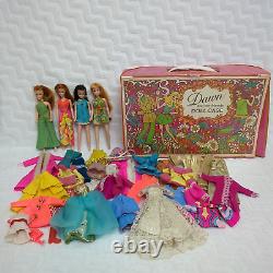 VTG 70s Topper Dawn Lot of 4 Dolls with Case & 30+ Pieces of Clothes TLC Read