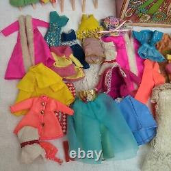 VTG 70s Topper Dawn Lot of 4 Dolls with Case & 30+ Pieces of Clothes TLC Read