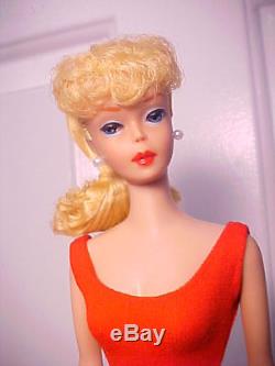 Vint. Barbie 1963 #6 LEMON BLOND PONYTAIL / Original Swimsuit / NM
