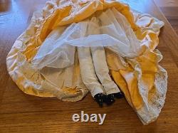 Vintage 1920s Composition Cloth Boudoir Bed Doll Hand Painted 26 Orange Dress
