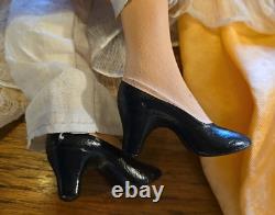 Vintage 1920s Composition Cloth Boudoir Bed Doll Hand Painted 26 Orange Dress