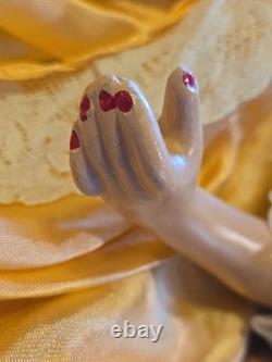 Vintage 1920s Composition Cloth Boudoir Bed Doll Hand Painted 26 Orange Dress