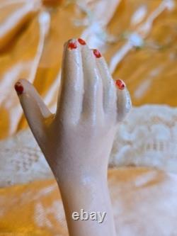 Vintage 1920s Composition Cloth Boudoir Bed Doll Hand Painted 26 Orange Dress