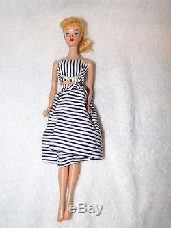 Vintage 1958 #5 Ponytail Barbie Doll Blonde Mattel 1961 Case, Clothes & Accs