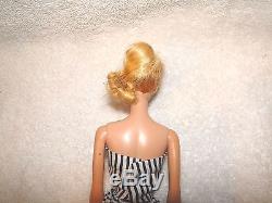 Vintage 1958 #5 Ponytail Barbie Doll Blonde Mattel 1961 Case, Clothes & Accs