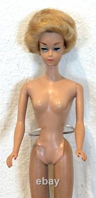 Vintage 1958 Mattel Fashion Queen Barbie Doll With Blonde Wig Original Earrings