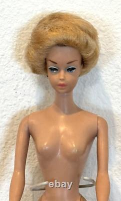 Vintage 1958 Mattel Fashion Queen Barbie Doll With Blonde Wig Original Earrings