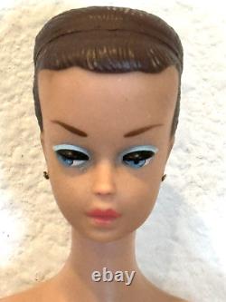 Vintage 1958 Mattel Fashion Queen Barbie Doll With Blonde Wig Original Earrings