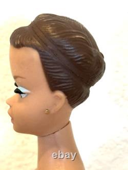 Vintage 1958 Mattel Fashion Queen Barbie Doll With Blonde Wig Original Earrings