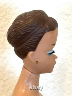 Vintage 1958 Mattel Fashion Queen Barbie Doll With Blonde Wig Original Earrings