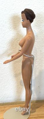 Vintage 1958 Mattel Fashion Queen Barbie Doll With Blonde Wig Original Earrings