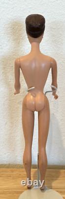 Vintage 1958 Mattel Fashion Queen Barbie Doll With Blonde Wig Original Earrings