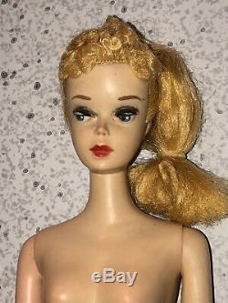 Vintage 1959-1960 PONYTAIL Barbie TM #3 (Early) w RARE Sweet Dreams (PINK) #973