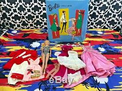 Vintage 1959 Barbie by Ponytail Mattel with Blonde Hair and Clothing Accessories