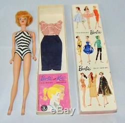 Vintage 1959 Mattel Barbie Doll Teenage Fashion Model With Box Bubble Cut No 850