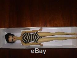 Vintage 1959 brunette ponytail Barbie doll #3 withswim suit, shoes Completely orig