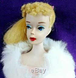 Vintage 1960 #3 Blond Ponytail Barbie TM Rare Blue Eyeliner, Peachy Skin OSS BIN