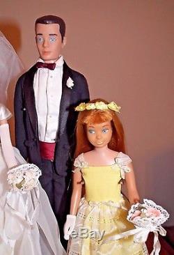 Vintage 1960's Barbie Trousseau Trunk MIB with 4 dolls in Wedding Party outfits