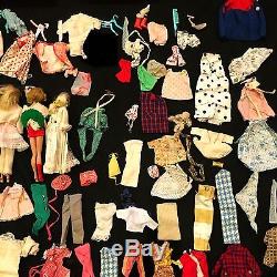 Vintage 1960s Barbie Ken Midge Doll Lot with Clothes Accessories & 1964 Cases RARE