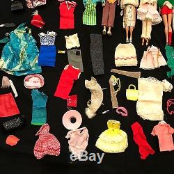 Vintage 1960s Barbie Ken Midge Doll Lot with Clothes Accessories & 1964 Cases RARE