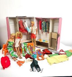 Vintage 1960s Barbie Mattel Collection Clothes Accessories Dress Skis Case Ken