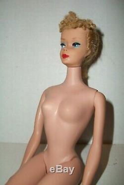 Vintage 1960s Blonde Poodle Bangs Ponytail Barbie With Nipples Body Doll Dressed