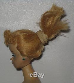 Vintage 1960s Mattel Barbie Blonde Hair #3 Ponytail Doll Original Swimsuit HT31