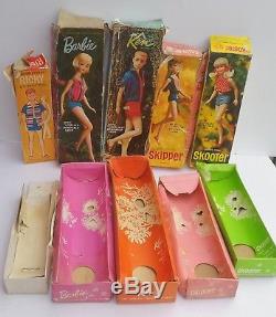 Vintage 1964 Bendable Barbie Ken Skypper Skooter Ricky Doll With Boxes Mattel