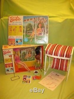 Vintage 1964 MISS BARBIE Sleep Eye BEND LEG DOLL in Outfit with BOX & Swing Wigs +