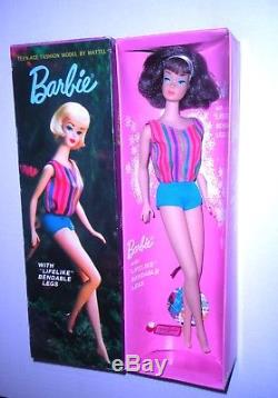 Vintage 1966 Brunette Side Part American Girl Barbie 1070 Japan MIB